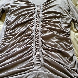 Pleated long sleeve Gray blouse women's size medium